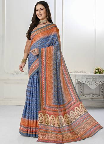 Garb These Designer Party Wear Saree in Fine Colored.These Saree And Blouse is Fabricated On Fancy Natural Silk Pair.Its Beautified With Wevon Jari With Digital Printed.