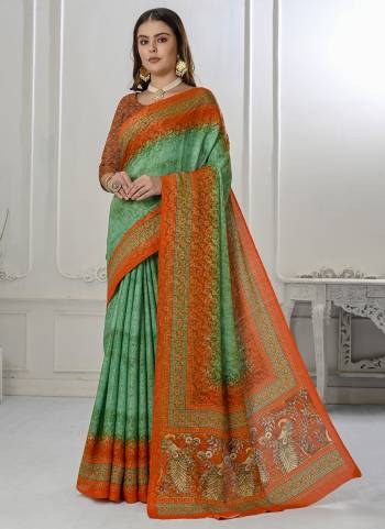 Garb These Designer Party Wear Saree in Fine Colored.These Saree And Blouse is Fabricated On Fancy Natural Silk Pair.Its Beautified With Wevon Jari With Digital Printed.