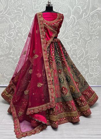 For A Fancy Heavy Designer Look,Grab These Lehenga Choli With 2 Dupatta in Fine Colored.These Lehenga And Choli Are Velvet And Dupatta Are Fabricated On Soft Net And Velvet Pair.Its Beautified With Designer Fancy Patch,Multy Thread, Sequance,Dori Embroidery,Diamond Work.