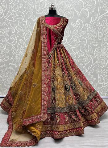 For A Fancy Heavy Designer Look,Grab These Lehenga Choli With 2 Dupatta in Fine Colored.These Lehenga And Choli Are Velvet And Dupatta Are Fabricated On Soft Net And Velvet Pair.Its Beautified With Designer Fancy Patch,Multy Thread, Sequance,Dori Embroidery,Diamond Work.