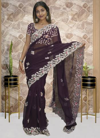 Attrective Look These Saree in Fine Colored.These Saree Are Georgette And Blouse is Mono Silk Fabricated.Its Beautified With Designer Embroidery Work.