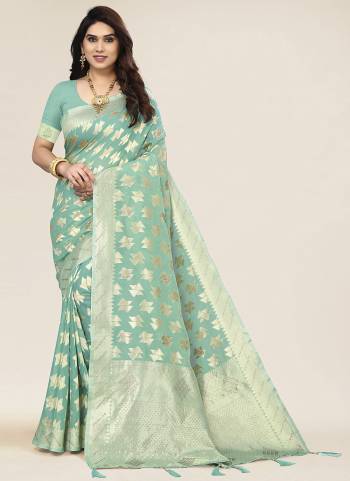 Looking These Party Wear Saree in Fine Colored.These Saree And Blouse is Fabricated On Cotton.Its Beautified With Weavon Designer.