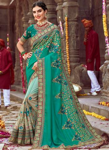 Garb These Designer Half Half Saree in Fine Colored.These Saree Are Sana,Burfi Fancy Fab.And Blouse is Fabricated On Art Silk  Pair.Its Beautified With Blooming Color,Heavy Embroidery,Diamond Work.