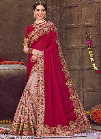 Garb These Designer Half Half Saree in Fine Colored.These Saree Are Sana,Burfi Fancy Fab.And Blouse is Fabricated On Art Silk  Pair.Its Beautified With Blooming Color,Heavy Embroidery,Diamond Work.