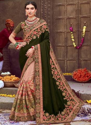 Garb These Designer Half Half Saree in Fine Colored.These Saree Are Sana,Burfi Fancy Fab.And Blouse is Fabricated On Art Silk  Pair.Its Beautified With Blooming Color,Heavy Embroidery,Diamond Work.