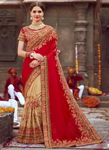 Garb These Designer Half Half Saree in Fine Colored.These Saree Are Sana,Burfi Fancy Fab.And Blouse is Fabricated On Art Silk  Pair.Its Beautified With Blooming Color,Heavy Embroidery,Diamond Work.