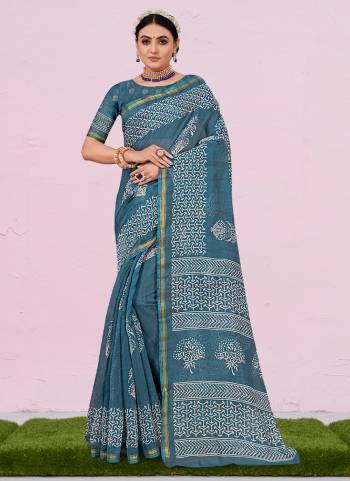 Looking These Party Wear Saree in Fine Colored.These Saree And Blouse is Fabricated On Cotton.Its Beautified With Printed Designer.