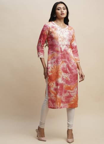 Attrective These Beautiful Looking Readymade Long Kurti.These Kurtis Fabricated On Rayon.Its Beautified With Tie Dye Printed,Embroidery Work.