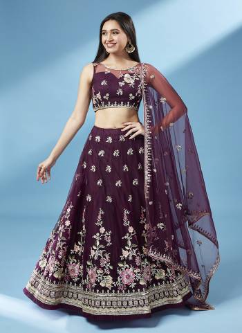 Attrective Looking This Partywear Fine Color Heavy Designer Choli Fabric Are Net And Lahenga Net And Dupatta Net In Fabricated Beautified With Attrective Thread,Sequance Embroidery Work. Buy Now.