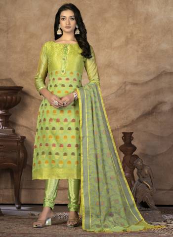 Grab These Suit in Fine Colored Pair With Bottom And Dupatta.These Top And Dupatta Are Fabricated On Banarasi Silk Pair With Santoon Bottom.Its Beautified With Wevon Jacquard Designer.