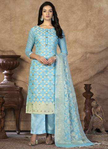 Grab These Suit in Fine Colored Pair With Bottom And Dupatta.These Top And Dupatta Are Fabricated On Banarasi Silk Pair With Santoon Bottom.Its Beautified With Wevon Jacquard Designer.