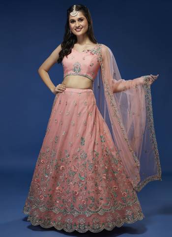 Garb This Partywear Lahenga Choli Fine Color.These Designer Choli Fabric Are Net And Lahenga Net And Dupatta Net In Fabricated Beautified With Attrective Thread,Sequance Embroidery Work. Buy Now.