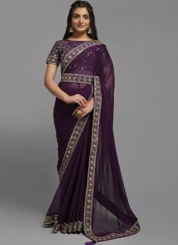 GarbThese Saree in Fine Colored.These Saree Are Chiffon And Blouse is Fabricated On Dupion Pair.Its Beautified With Designer Heavy Jari,Sequance Embroidery Work Lace Border And Blouse.