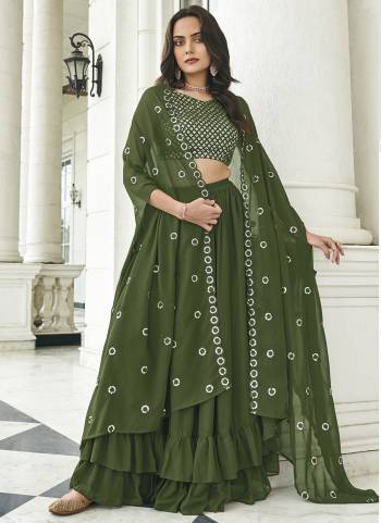 Garb This Partywear Fine Color Designer Lehemga Choli Fabric Are Faux Georgette And And Dupatta Faux Georgette In Fabricated Beautified With Attrective Thread,Sequance Embroidery Work. Buy Now.