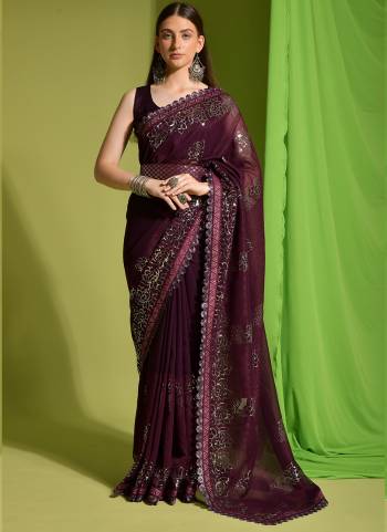 Attrective Look These Saree in Fine Colored.These Saree Are Georgette And Blouse is Mono Banglori Fabricated.Its Beautified With Designer 3MM Sequance Embroidery Work.