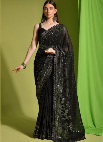 Attrective Look These Saree in Fine Colored.These Saree Are Georgette And Blouse is Mono Banglori Fabricated.Its Beautified With Designer 3MM Sequance Embroidery Work.