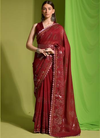 Attrective Look These Saree in Fine Colored.These Saree Are Georgette And Blouse is Mono Banglori Fabricated.Its Beautified With Designer 3MM Sequance Embroidery Work.