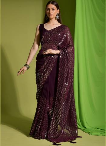 Attrective Look These Saree in Fine Colored.These Saree Are Georgette And Blouse is Mono Banglori Fabricated.Its Beautified With Designer 3MM Sequance Embroidery Work.