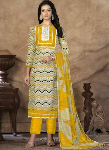 Grab These Suit in Fine Colored Pair With Bottom And Dupatta.These Top Are Cotton And Dupatta Are Fabricated On Fancy Pair With Cotton Bottom.Its Beautified With Designer Perinted With Hand Work.