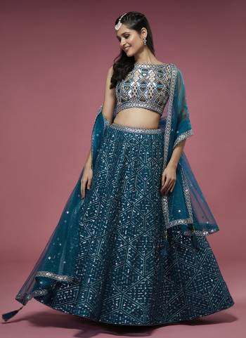 Attrective Looking This Partywear Fine Color Heavy Designer Choli Fabric Are Net And Lahenga Net And Dupatta Net In Fabricated Beautified With Attrective Thread,Sequance Embroidery Work. Buy Now.