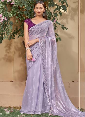 Garb These Fancy Saree in Fine Light Colored.These Saree Are Burberry And Blouse is Fabricated On Satin Pair.Its Beautified With Designer Swarovski Work.