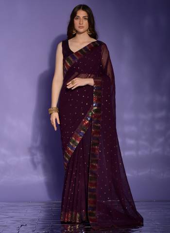 Attrective Look These Saree in Fine Colored.These Saree Are Georgette And Blouse is Mono Banglori Fabricated.Its Beautified With Designer 4 Color Sequance Embroidery Work Lace Border.