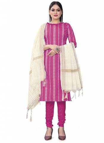 Garb This Suits In Lovely Color.Its Pretty Top Is Cotton Based Paired Bottom Cotton And Cotton Fabricated Dupatta Are Wevon Designer. Which Gives An Attractive To The Dress.