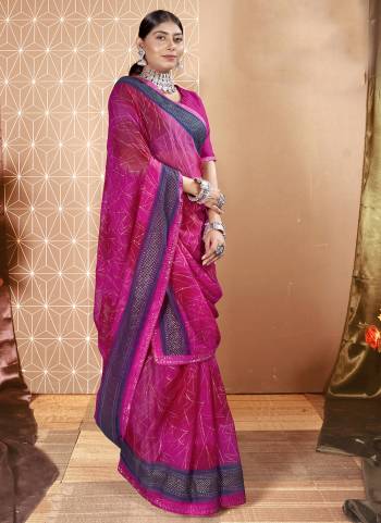 Attrective These Printed Designer Saree in Fine Colored.These Saree Are Chiffon And Blouse is Fabricated On Art Silk Pair.Its Beautified With Designer Printed With Swarovski Work Lace Border.