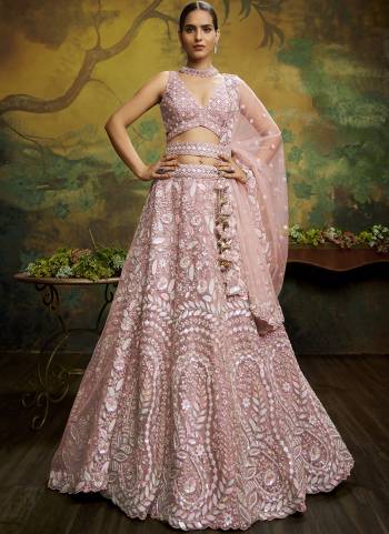 Attrective Looking This Partywear Fine Color Heavy Designer Choli Fabric Are Net And Lahenga Net And Dupatta Net In Fabricated Beautified With Attrective Thread,Sequance Embroidery Work. Buy Now.