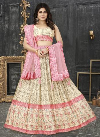 For A Designer Look,Grab These Lehenga Choli in Fine Colored.These Lehenga And Blouse Are Fabricated On Chinon Silk Pair With Net Dupatta.Its Beautified With Digital Printed With Crushed Work.