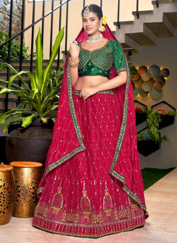 Grab These Beautiful Colored Lehenga Choli.These Lehenga and Dupatta Are Fabricated On Chinon Pair With Malai Satin Blouse.Its Beautified With Crushed,Heavy Thread,Sequance Embroidery Work.