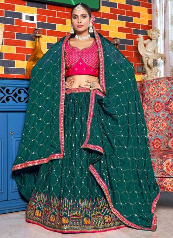 Grab These Beautiful Colored Lehenga Choli.These Lehenga and Dupatta Are Fabricated On Chinon Pair With Malai Satin Blouse.Its Beautified With Crushed,Heavy Thread,Sequance Embroidery Work.