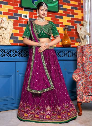 Grab These Beautiful Colored Lehenga Choli.These Lehenga and Dupatta Are Fabricated On Chinon Pair With Malai Satin Blouse.Its Beautified With Crushed,Heavy Thread,Sequance Embroidery Work.