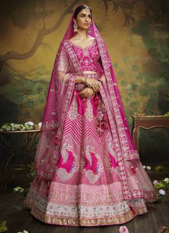 Attrective Looking This Partywear Fine Color Heavy Designer Choli Fabric Silk And Lahenga Silk And Dupatta Net In Fabricated Beautified With Attrective Thread,Sequance Embroidery,Stone And Beads Work. Buy Now.