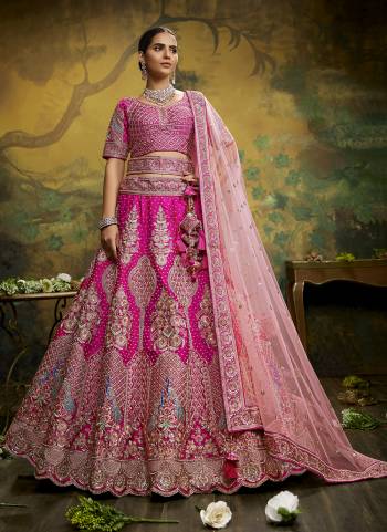 Attrective Looking This Partywear Fine Color Heavy Designer Choli Fabric Silk And Lahenga Silk And Dupatta Net In Fabricated Beautified With Attrective Thread,Sequance Embroidery,Stone And Beads Work. Buy Now.