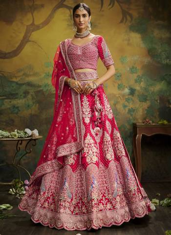 Attrective Looking This Partywear Fine Color Heavy Designer Choli Fabric Silk And Lahenga Silk And Dupatta Net In Fabricated Beautified With Attrective Thread,Sequance Embroidery,Stone And Beads Work. Buy Now.