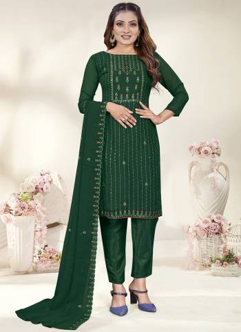 Grab These Suit in Fine Colored Pair With Bottom And Dupatta.These Top Are Georgette And Dupatta Are Fabricated On Georgette Pair With Santoon Bottom.Its Beautified With Designer Embroidery Work.