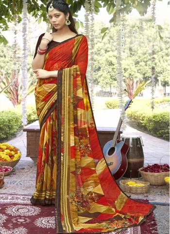 Attrective Saree in Fine Colored.These Saree Are Georgette And Blouse is Fabricated On Georgette Pair.