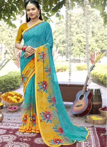 Attrective Saree in Fine Colored.These Saree Are Georgette And Blouse is Fabricated On Georgette Pair.