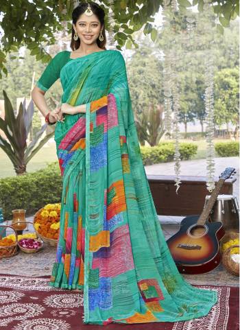 Attrective Saree in Fine Colored.These Saree Are Georgette And Blouse is Fabricated On Georgette Pair.