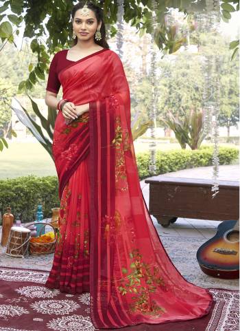 Attrective Saree in Fine Colored.These Saree Are Georgette And Blouse is Fabricated On Georgette Pair.