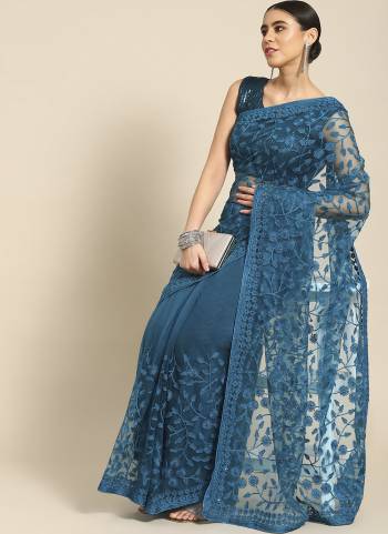 Attrective These Embroidered Designer Saree in Fine Colored.