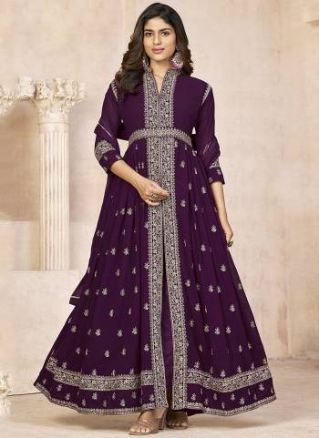 Partywear Designer Wine Heavy Blooming Fox Georgette suit