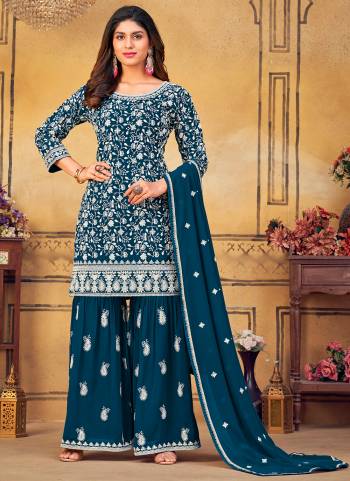 Partywear Designer Rama Heavy Faux Georgette suit