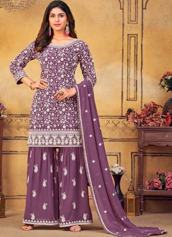 Partywear Designer Purple Heavy Faux Georgette suit