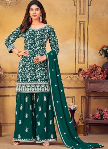 Partywear Designer Green Heavy Faux Georgette suit