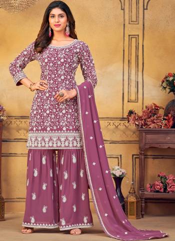 Partywear Designer Purple Heavy Faux Georgette suit