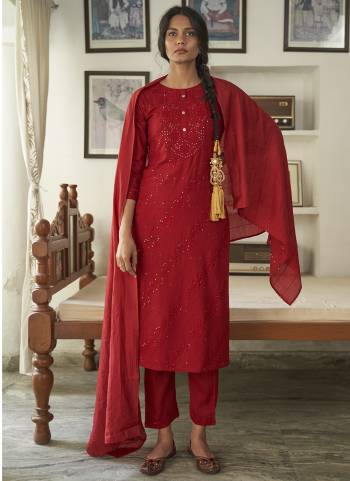 Maroon Rayon Sequence Embroidery work Straight kurta with Pant & Dupatta