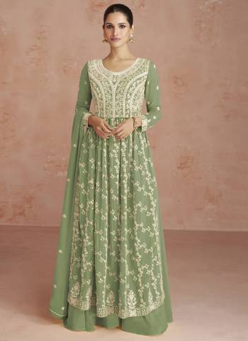 Partywear Designer Green Georgette suit