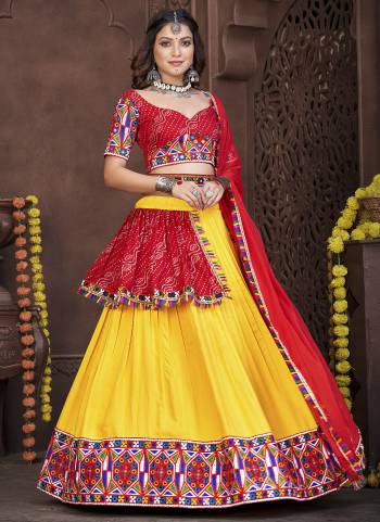 Grab These Navratri Special Lehenga Choli in Fine Colored.These Lehenga Are Georgette Choli Are Benglori Silk And Dupatta Are Fabricated On Georgette Pair.Its Beautified With Designer Thread,Mirror Embroidery Work.